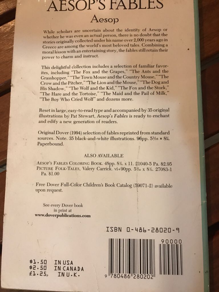 Aesops Fables  (Dover Publications) book collectible - Main Image 2