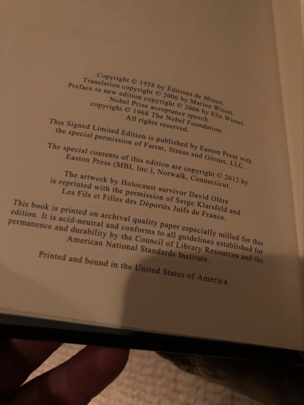 Night - Elie Wiesel (Glencoe Literature Library - Hardcover) book collectible [Barcode 9780028179667] - Main Image 3