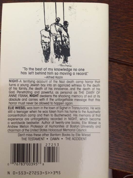Night - Elie Wiesel (Bantam Books - Hardcover) book collectible [Barcode 9780553272536] - Main Image 2