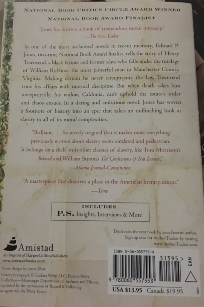 The Known World - Edward P. Jones (Harper Collins Publishers - Paperback) book collectible [Barcode 9780060557553] - Main Image 2