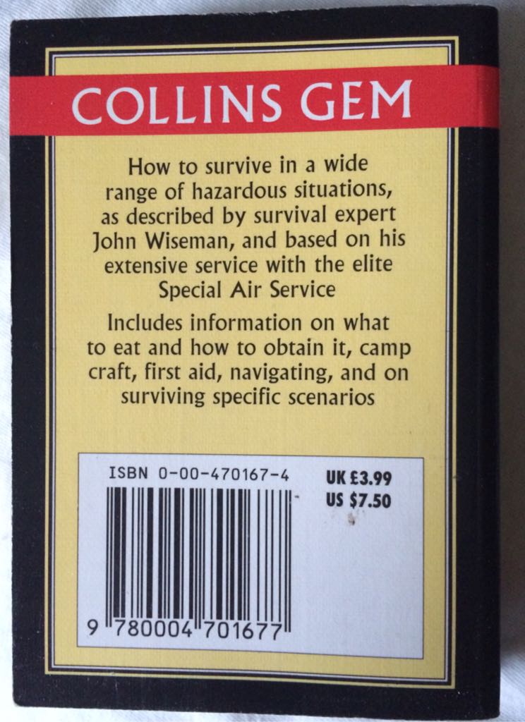 SAS Survival Guide - John Wiseman/John ’lofty’ Wiseman (HarperCollins - Paperback) book collectible [Barcode 9780004701677] - Main Image 2