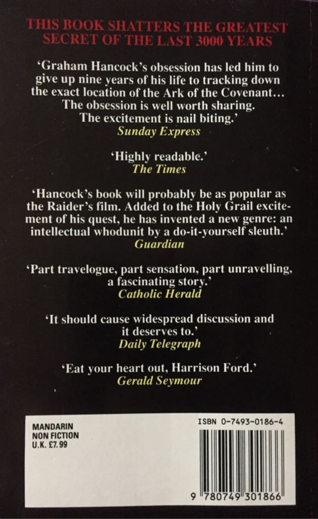 Sign And The Seal, The - Graham Hancock (Mandarin Paperbacks - Paperback) book collectible - Main Image 2