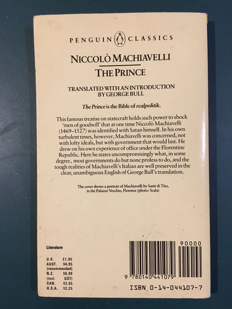 The Prince - Niccolo Machiavelli (Penguin Classics - Paperback) book collectible [Barcode 9780140441079] - Main Image 2