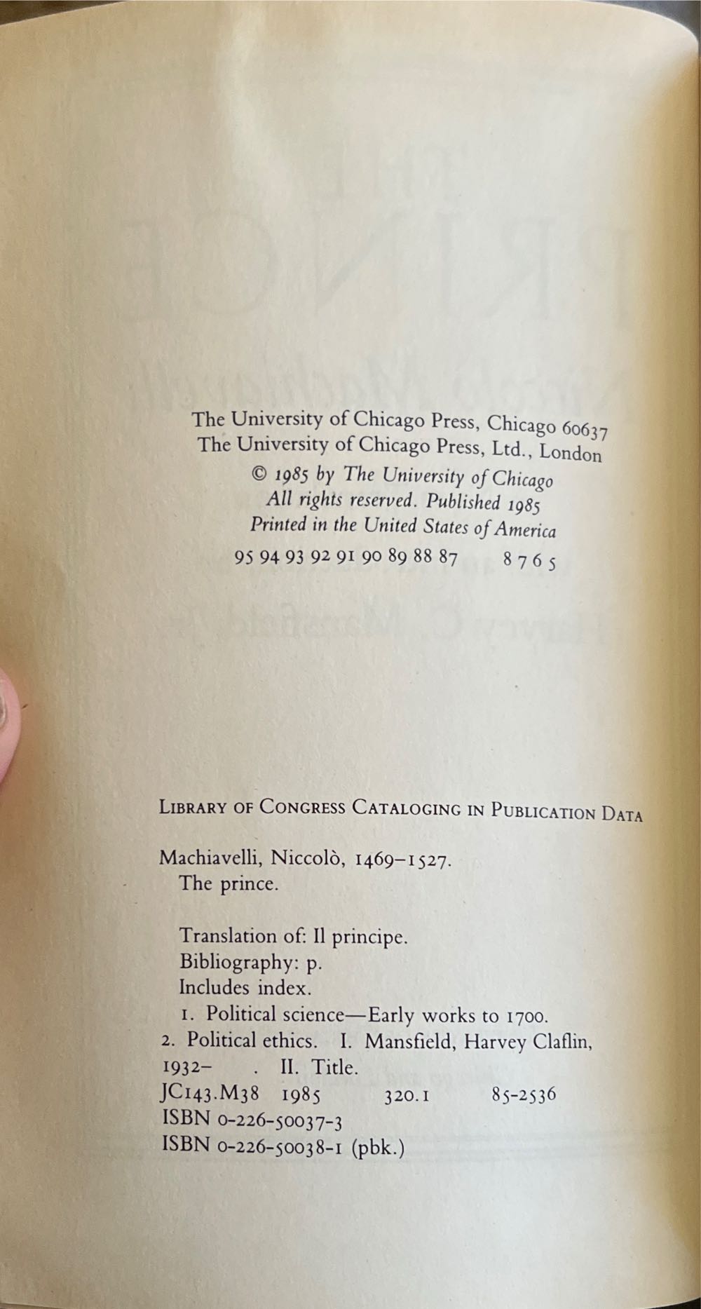 The Prince - Niccolò Machiavelli (University of Chicago Press - Paperback) book collectible [Barcode 9780226500386] - Main Image 3