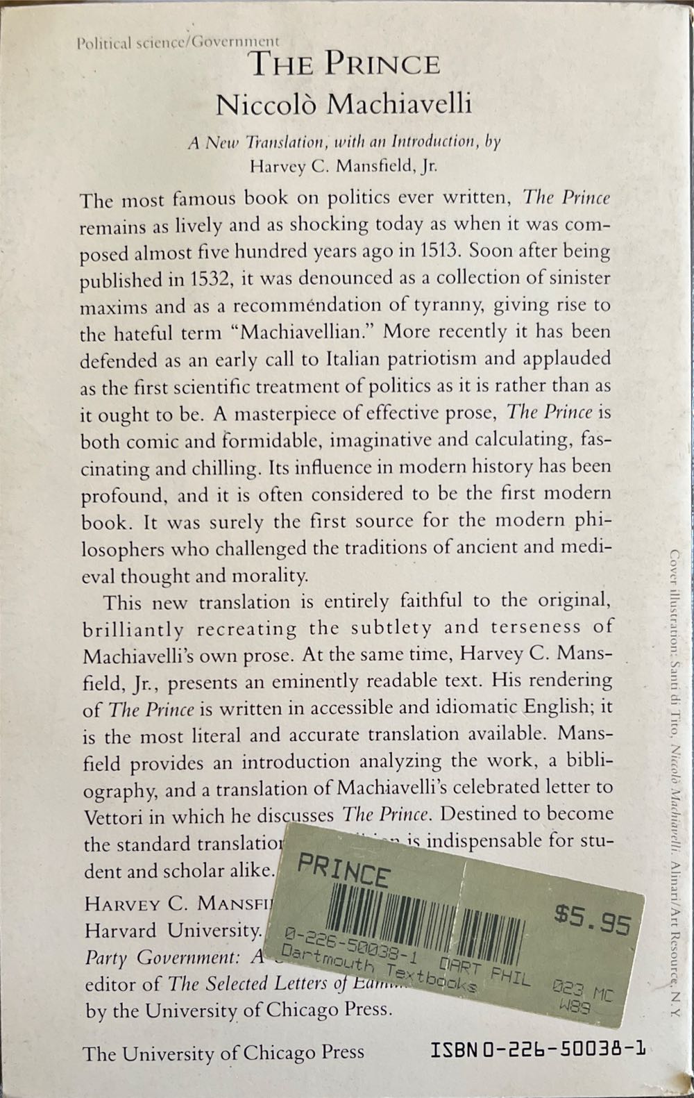 The Prince - Niccolò Machiavelli (University of Chicago Press - Paperback) book collectible [Barcode 9780226500386] - Main Image 4