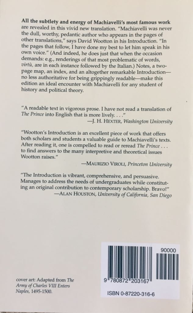 The Prince - Nicolo Machiavelli (Paperback) book collectible [Barcode 9780872203167] - Main Image 2