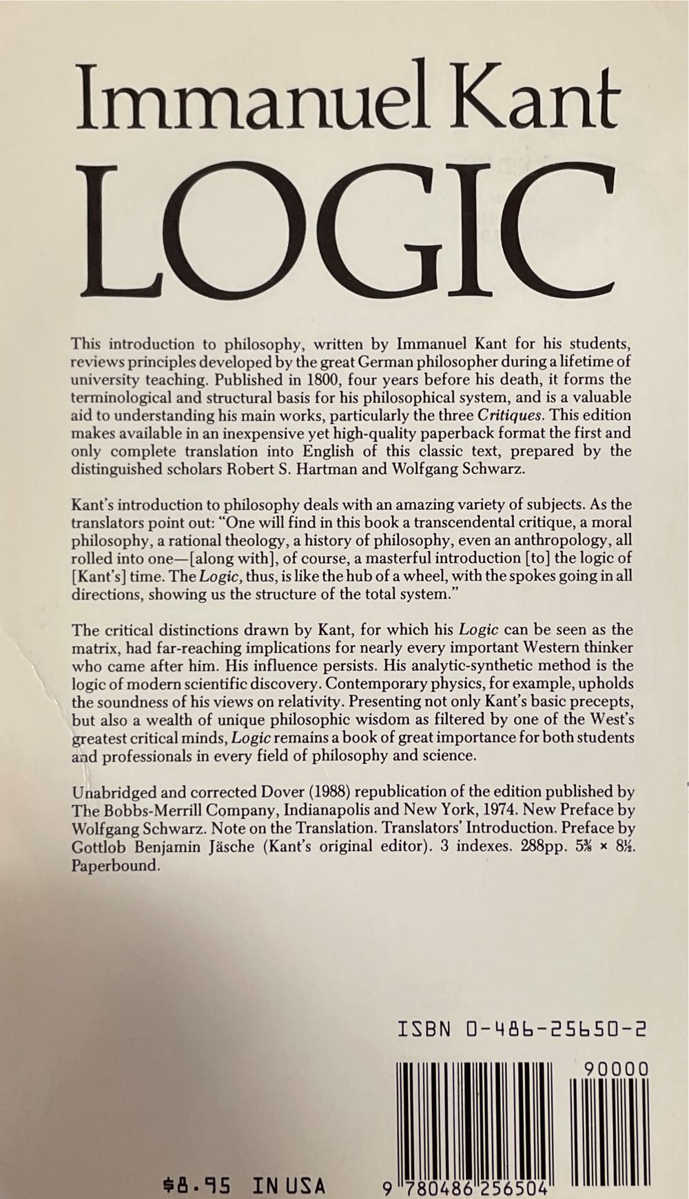 Logic - Immanuel Kant (Dover Publications, Inc. - Paperback) book collectible [Barcode 9780486256504] - Main Image 2