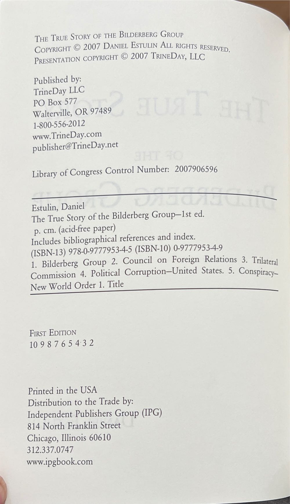 The Bilderburg Group - Daniel Estulin (TrineDay LLC - Paperback) book collectible [Barcode 9780977795345] - Main Image 3