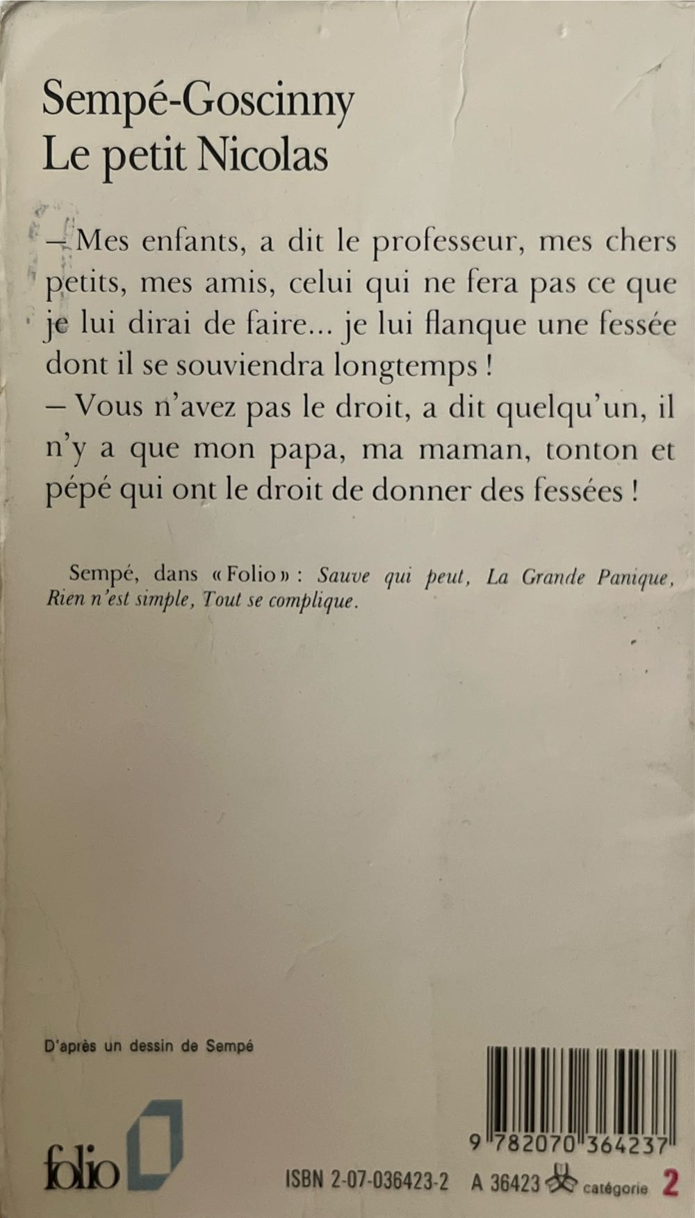 Le Petit Nicolas - Jean-Jacques Sempé (Folio - Paperback) book collectible [Barcode 9782070364237] - Main Image 2