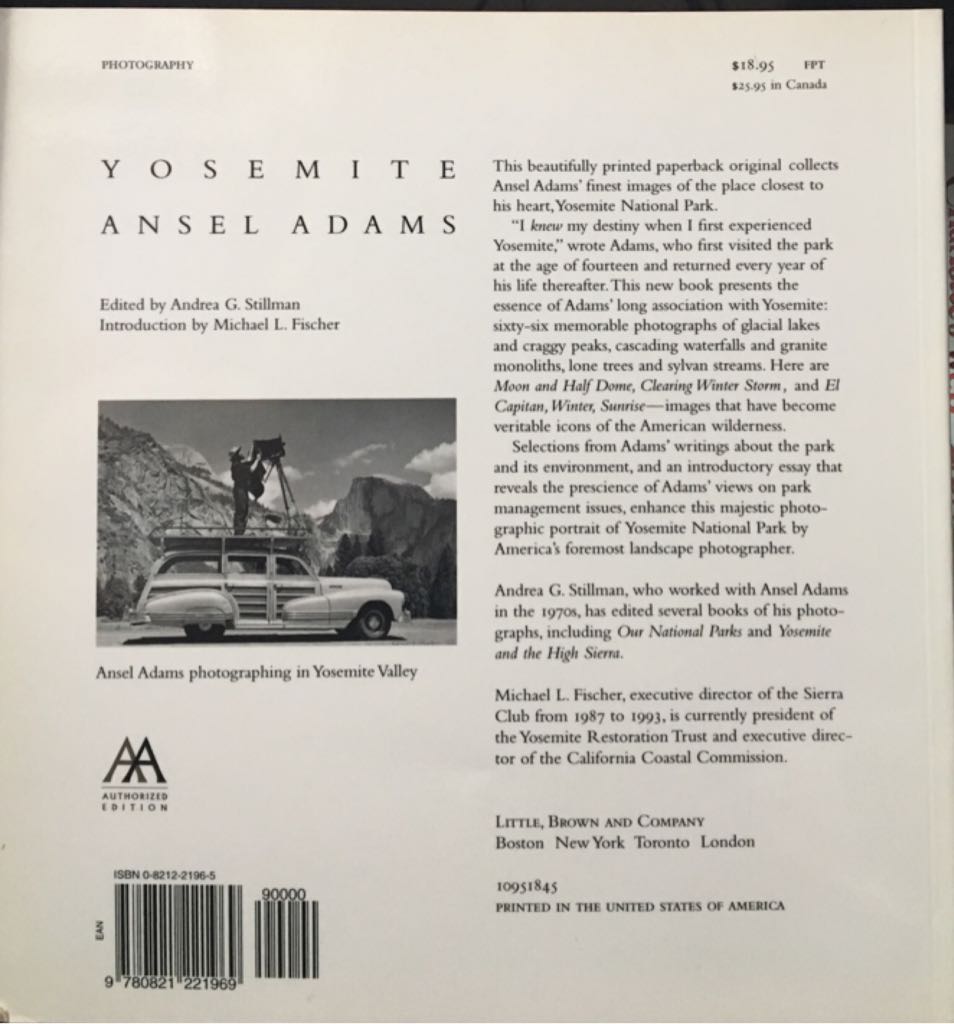 Yosemite - Ansel Adams (Little, Brown - Paperback) book collectible [Barcode 9780821221969] - Main Image 2