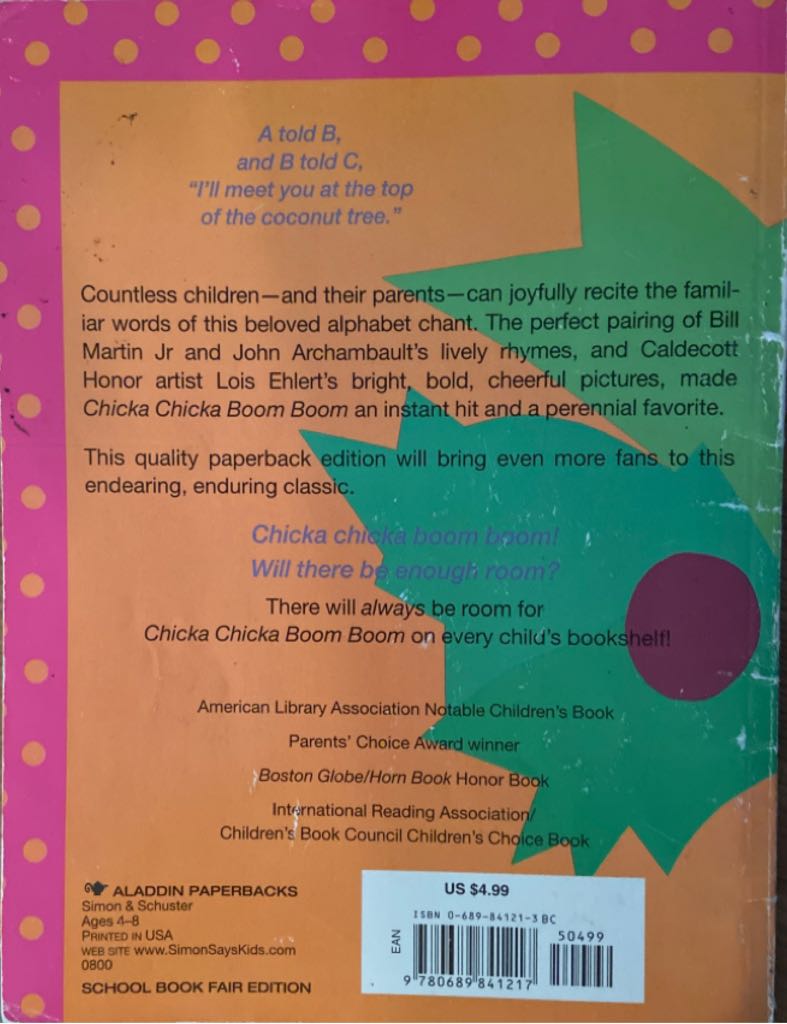 Chicka Chicka Boom Boom - Bill Martin (Simon and Schuster - Paperback) book collectible [Barcode 9780689841217] - Main Image 2