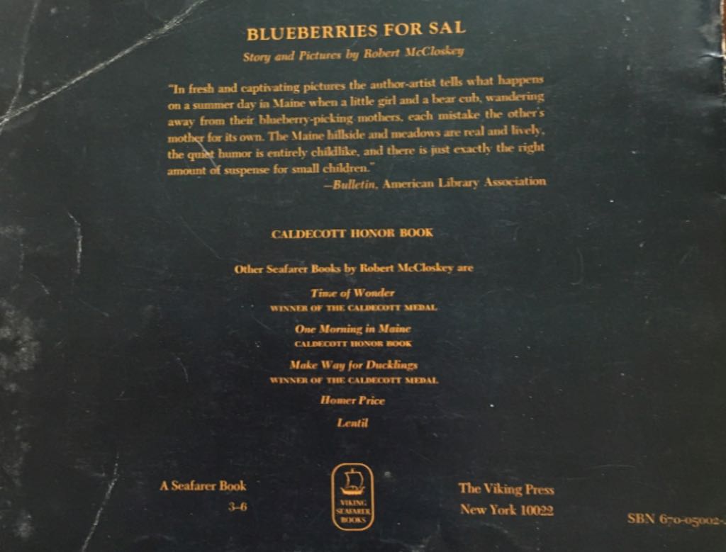 Blueberries For Sal - Robert McCloskey (Penguin Books - Paperback) book collectible [Barcode 9780140501698] - Main Image 2