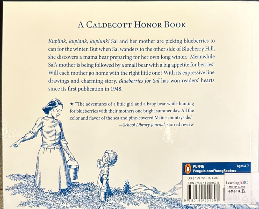Blueberries For Sal - Robert McCloskey (Penguin Books - Paperback) book collectible [Barcode 9780140501698] - Main Image 3