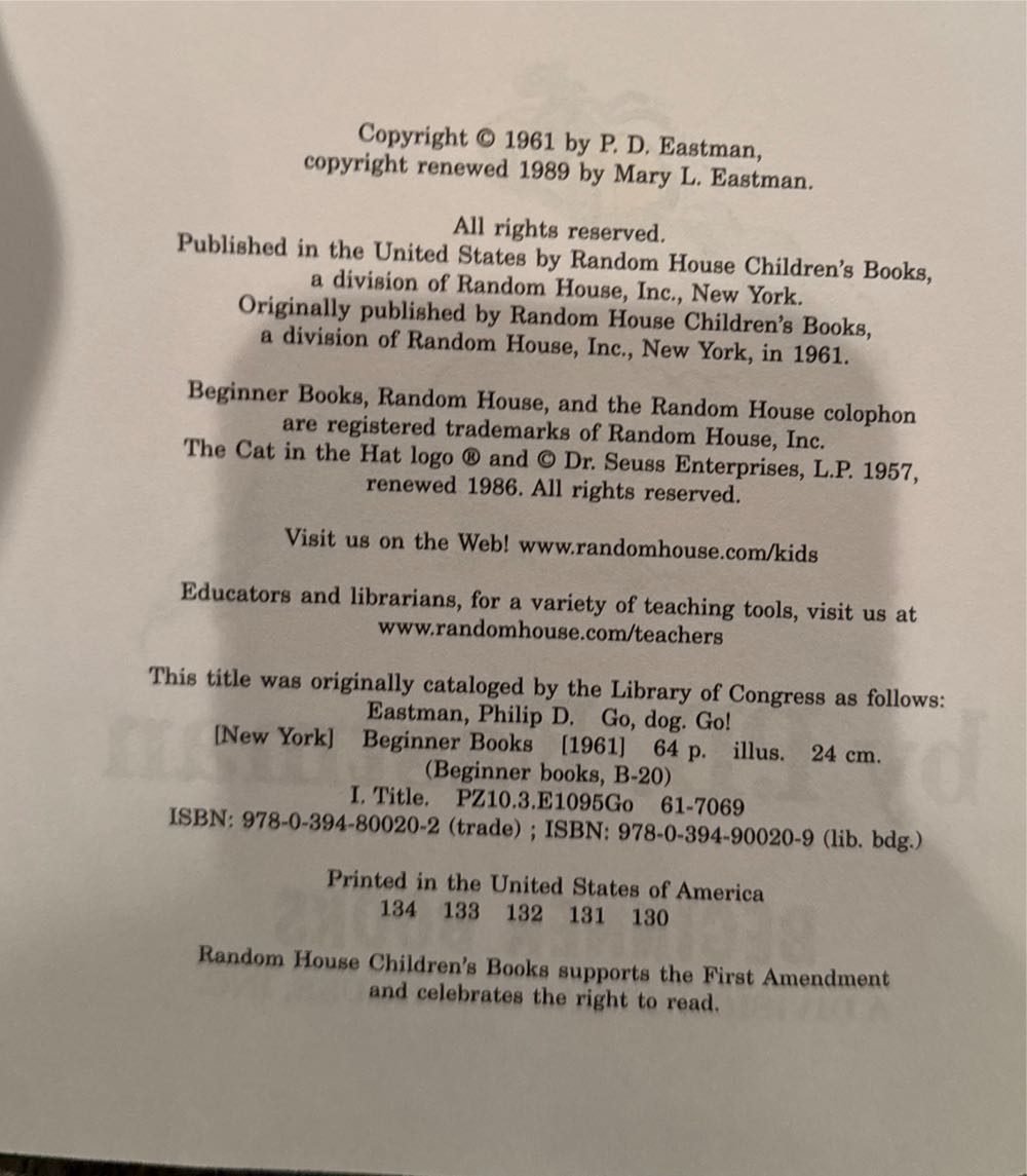 Go, Dog, Go! - P.D. Eastman (Random House Books for Young Readers - Hardcover) book collectible [Barcode 9780394800202] - Main Image 3