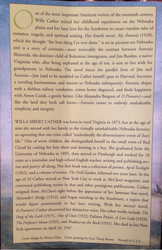 My Antonia - Willa Cather (Book of The Month Club - Paperback) book collectible - Main Image 2