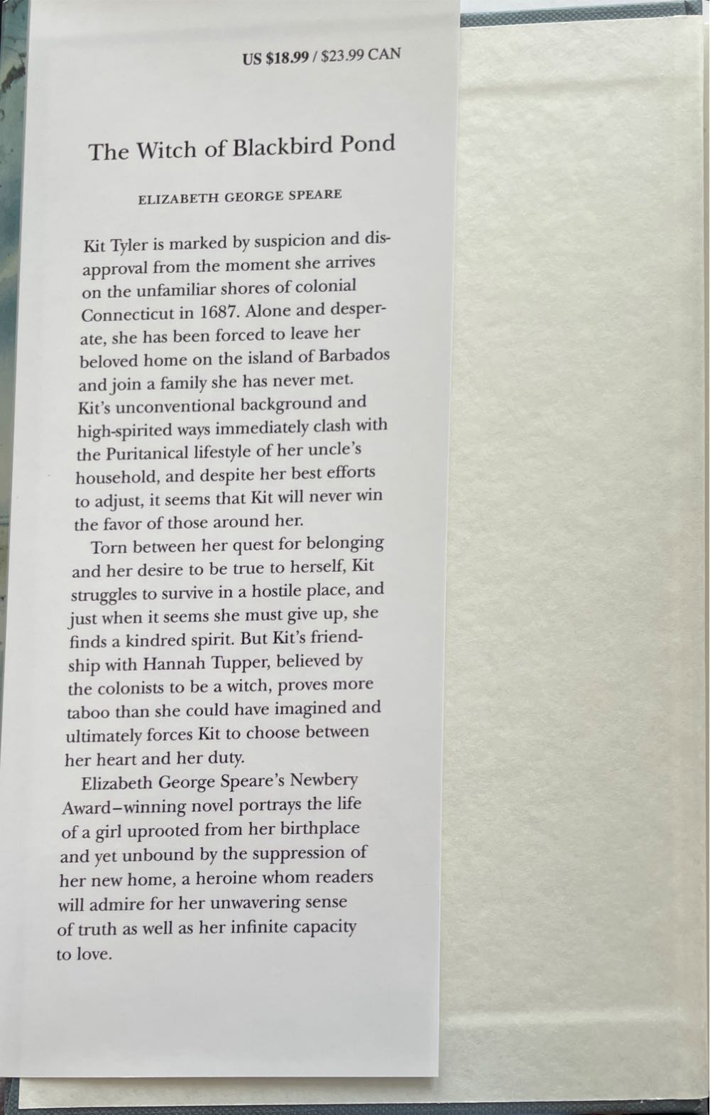 Witch of Blackbird Pond, The - Elizabeth George Speare (Houghton Mifflin Company Boston - Hardcover) book collectible [Barcode 9780395071144] - Main Image 3