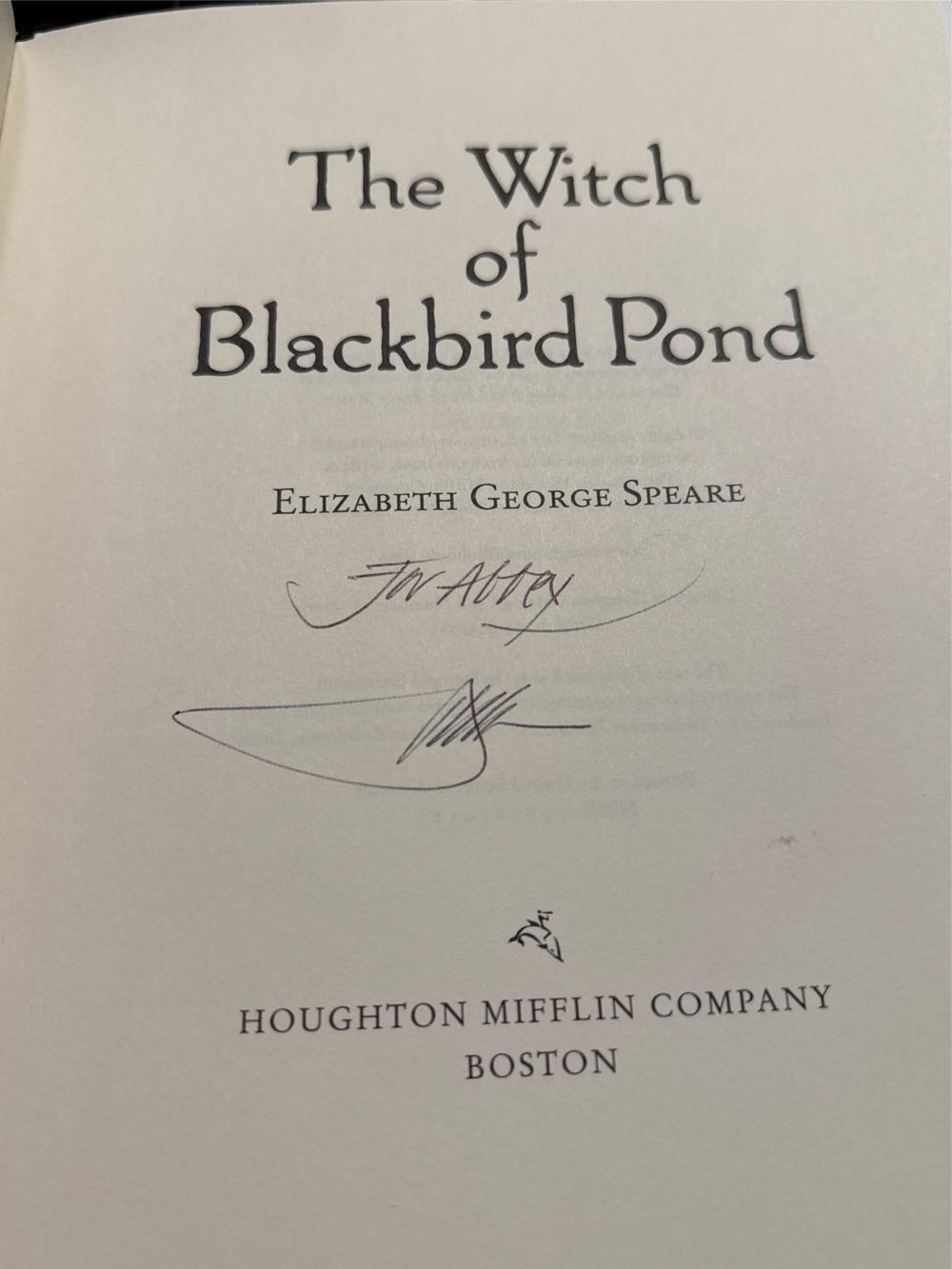 The Witch of Blackbird Pond - Elizabeth George Speare (Houghton Mifflin Harcourt - Hardcover) book collectible [Barcode 9780395913673] - Main Image 2
