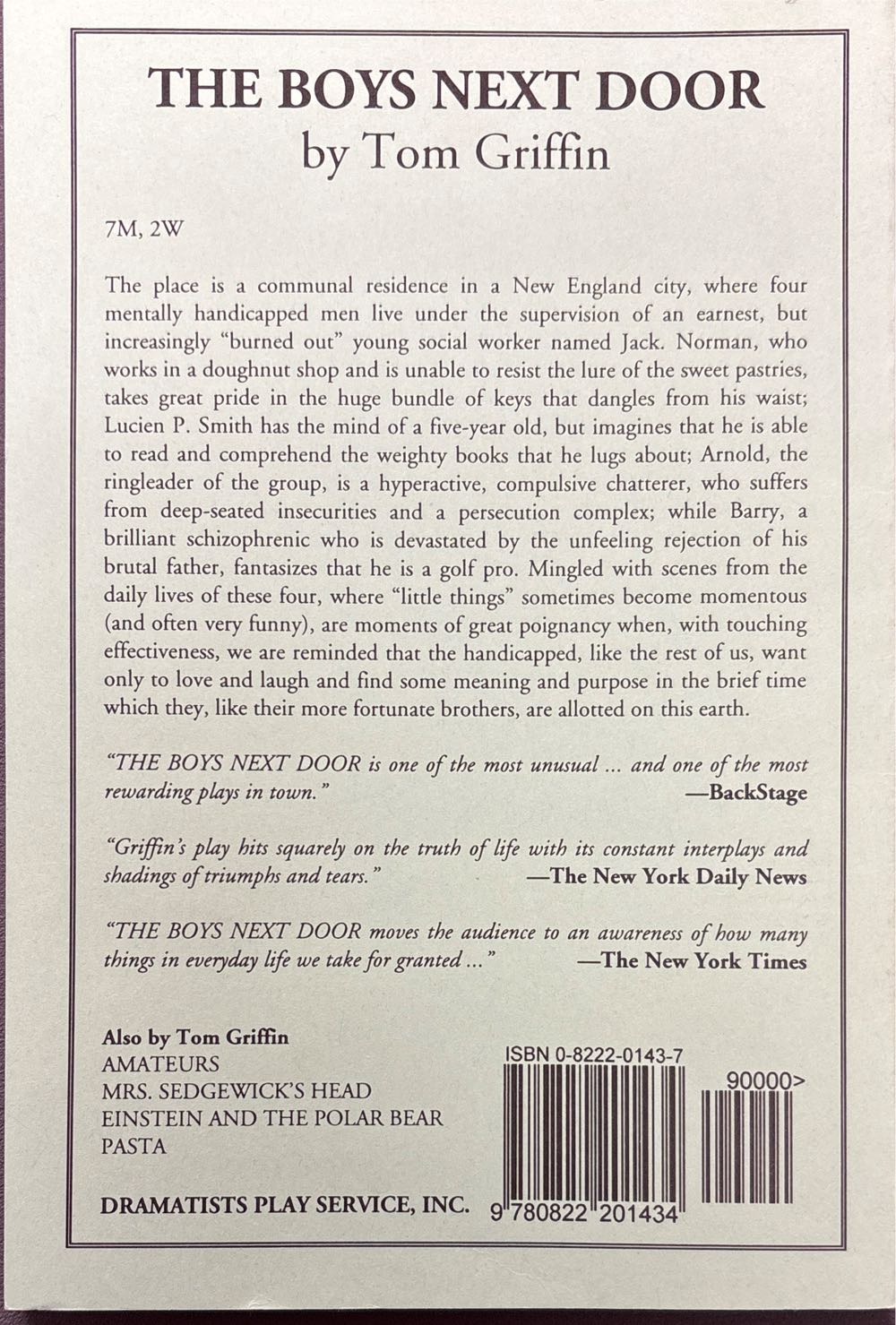 The Boys Next Door - Tom Griffin (Dramatist’s Play Service - Paperback) book collectible [Barcode 9780822201434] - Main Image 2