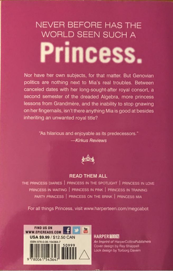 The Princess Diaries #4: Princess In Waiting - Meg Cabot (HarperCollins - Paperback) book collectible [Barcode 9780061543647] - Main Image 2