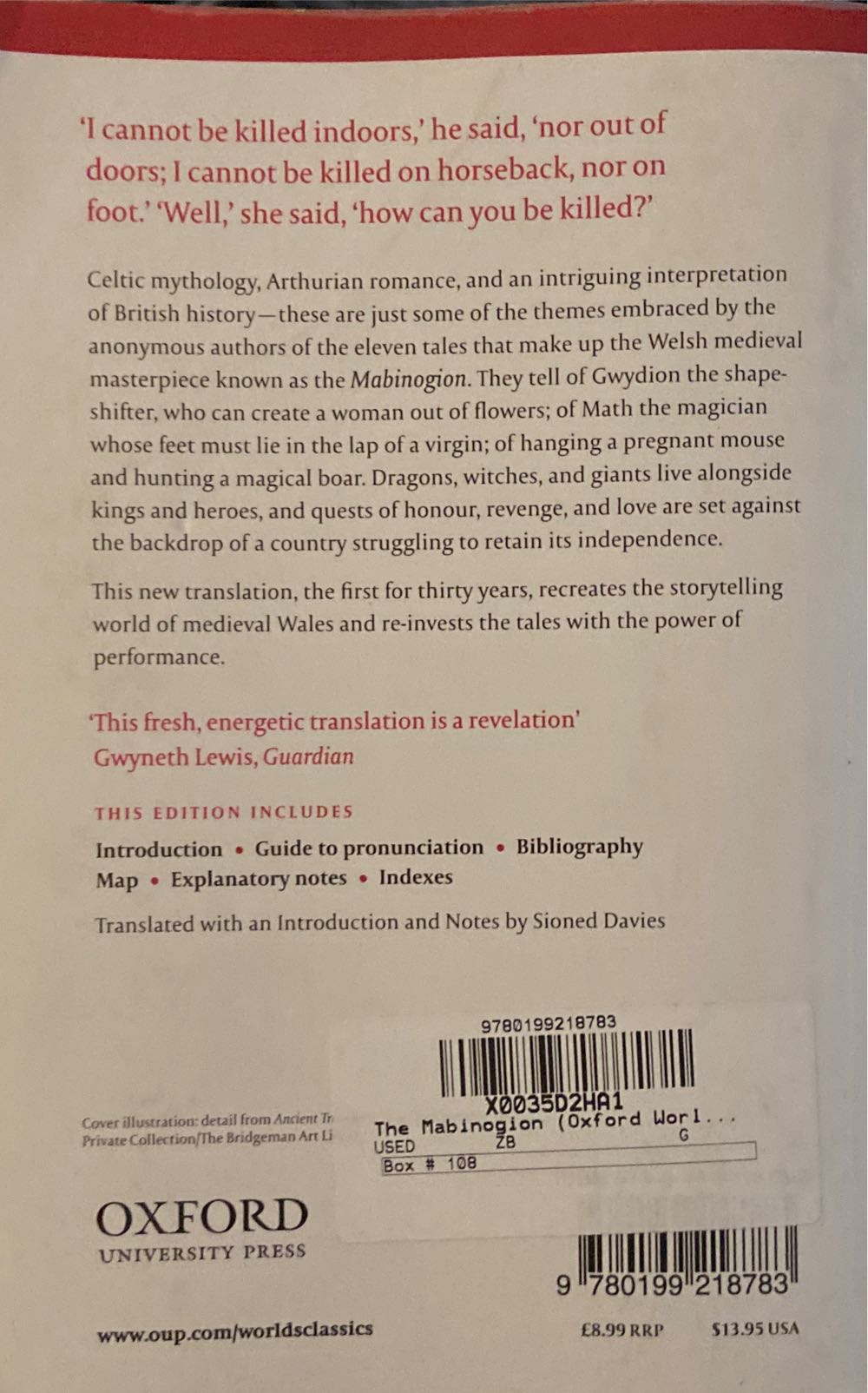 The Mabinogion - Sioned Davies (Oxford World’s Classics - Paperback) book collectible [Barcode 9780199218783] - Main Image 2