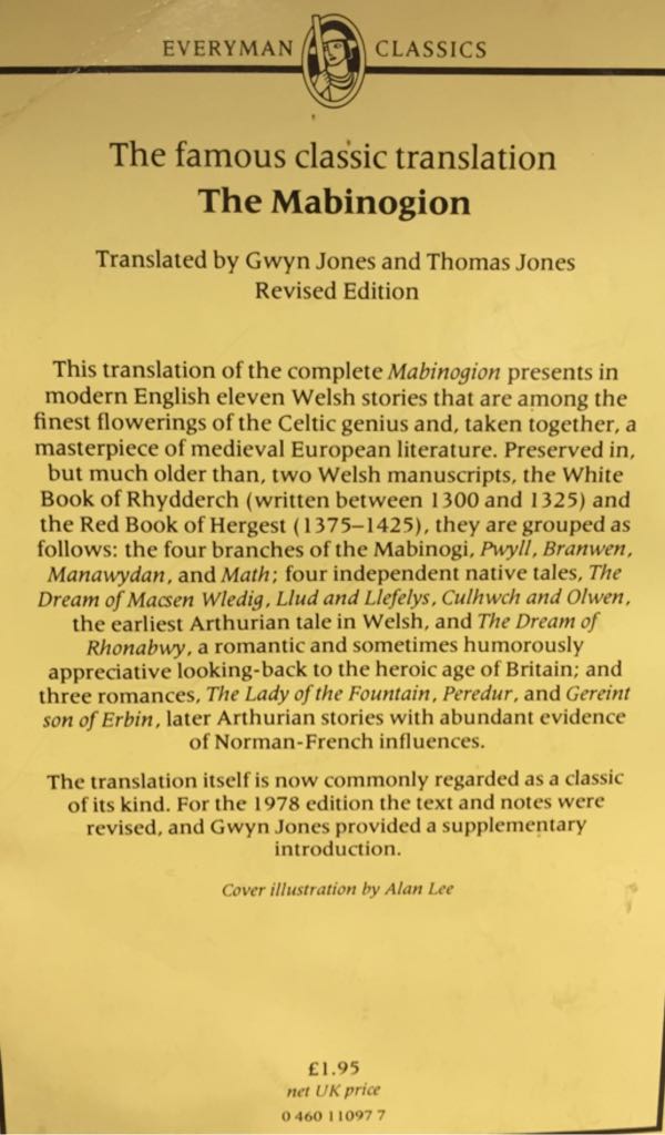 The Mabinogion - Anon, (Everyman’s Library, J. M. Dent & Sons Ltd.) book collectible [Barcode 9780460110976] - Main Image 2