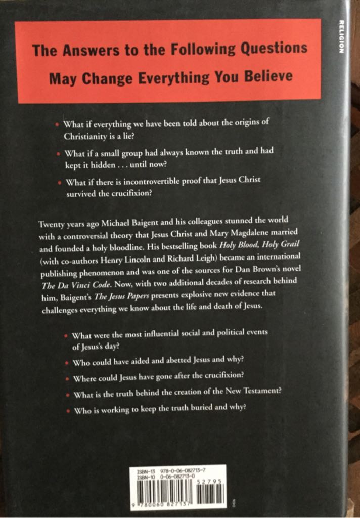 Jesus Papers, The - Michael Baigent (Harpersanfracisco - Hardcover) book collectible [Barcode 9780060827137] - Main Image 2