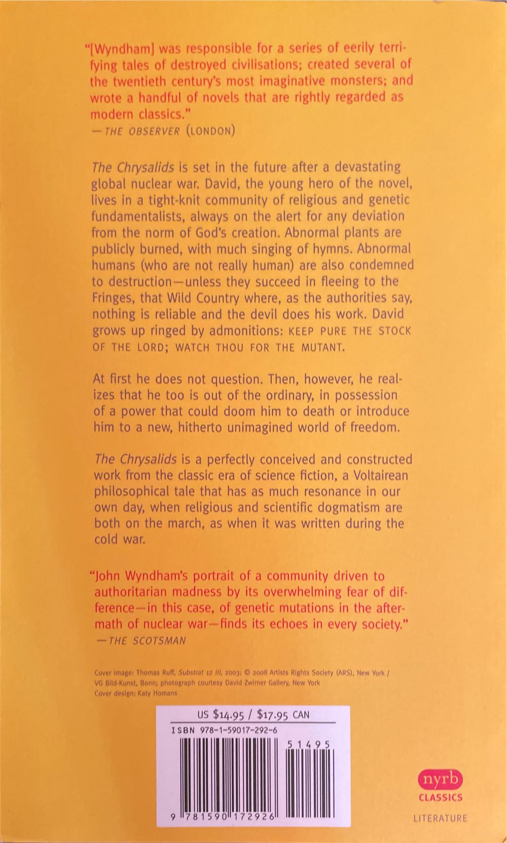 The Chrysalids - John Wyndham (New York Review of Books) book collectible [Barcode 9781590172926] - Main Image 2