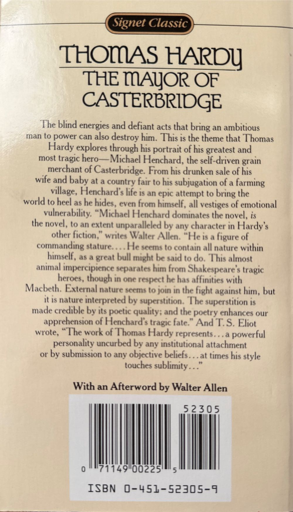 The Mayor of Casterbridge - Thomas Hardy (New American Library  - Paperback) book collectible [Barcode 9780451523051] - Main Image 2