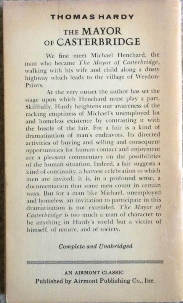 The Mayor Of Casterbridge - Thomas Hardy (Airmont Classic Series - Paperback) book collectible - Main Image 2