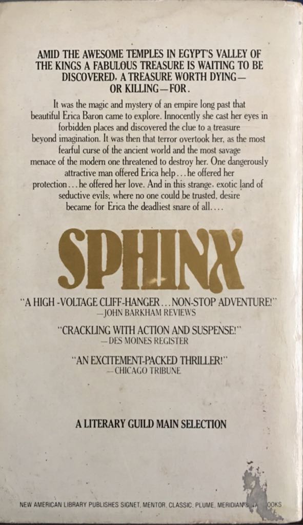 Sphinx - Robin Cook (Signet Books - Paperback) book collectible - Main Image 2