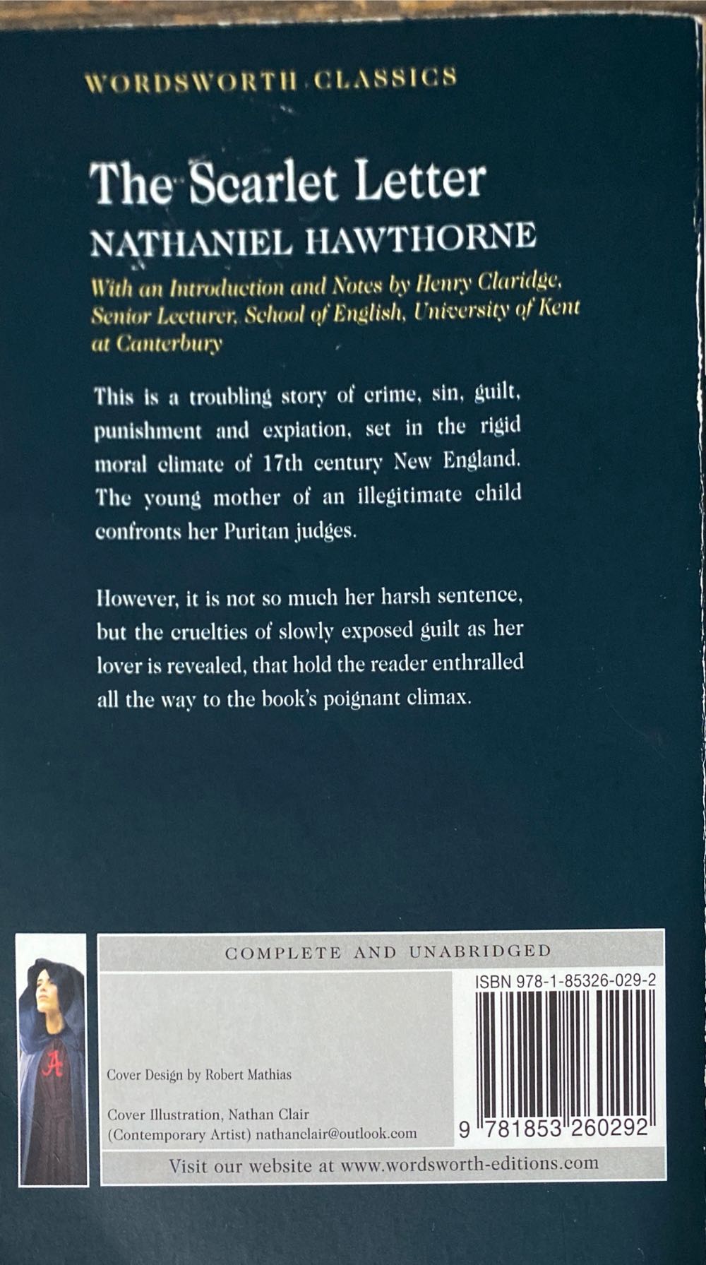 The Scarlet Letter - Nathaniel Hawthorne (Wordsworth Classics - Paperback) book collectible [Barcode 9781853260292] - Main Image 2