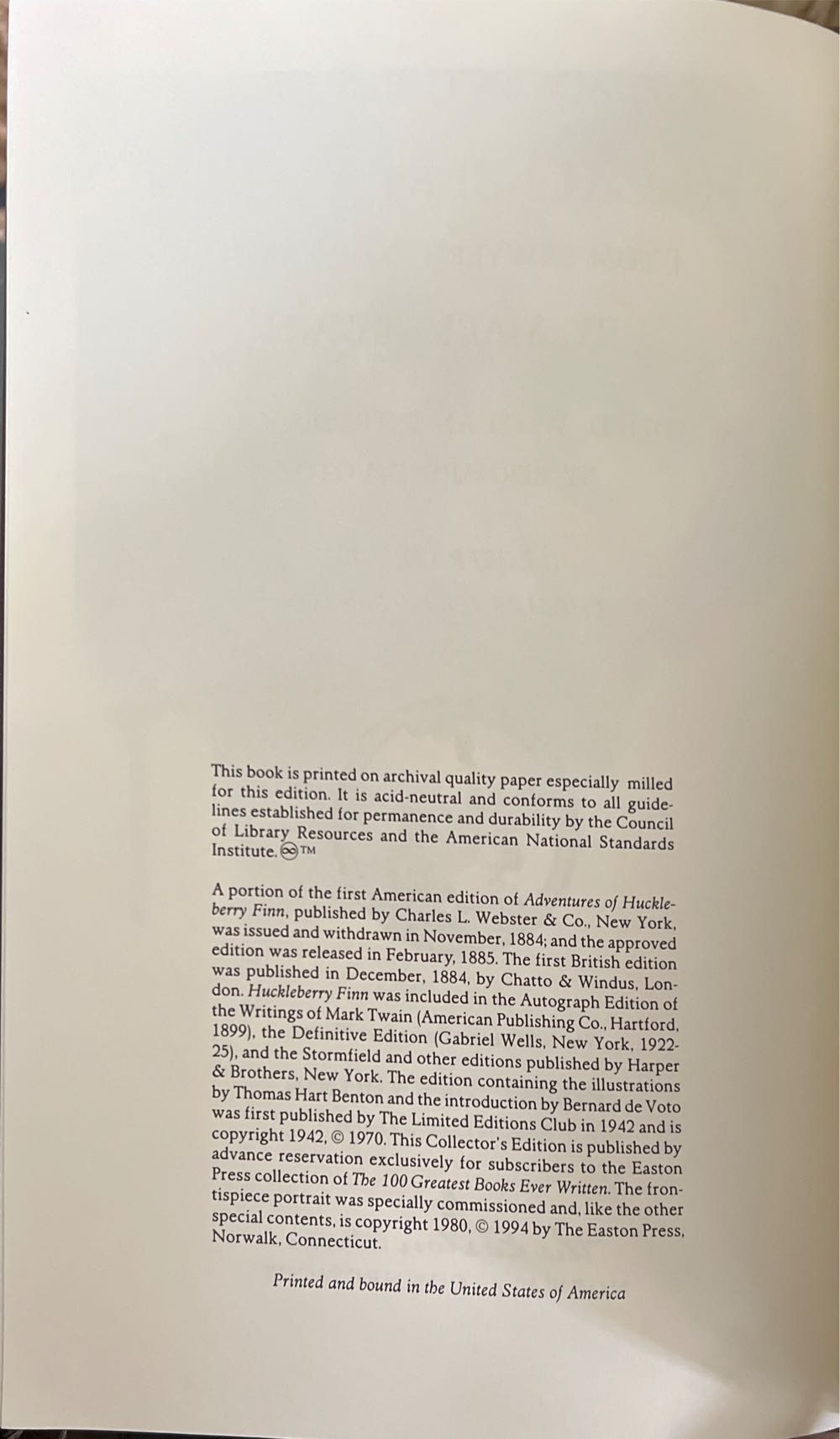 The Adventures of Huckleberry Finn - Mark Twain (The Easton Press - Calf-Binding) book collectible - Main Image 3