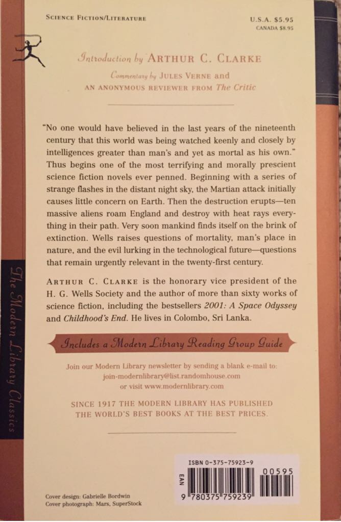 The War of the Worlds - H.G. Wells (Random House Publishing Group - Paperback) book collectible [Barcode 9780375759239] - Main Image 2