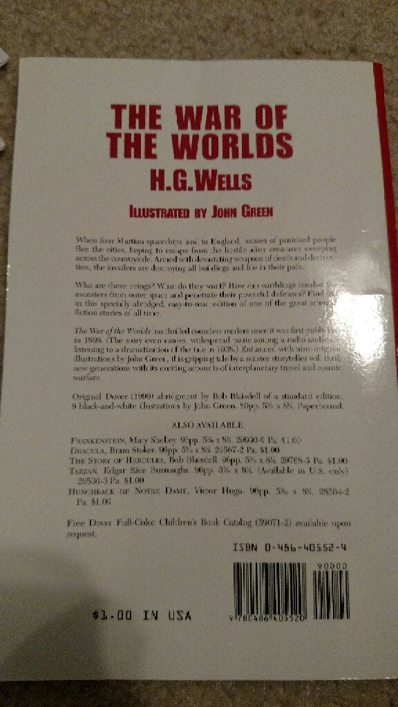 The War Of The Worlds - Wells, H.G. (Courier Dover Publications) book collectible [Barcode 9780486405520] - Main Image 2