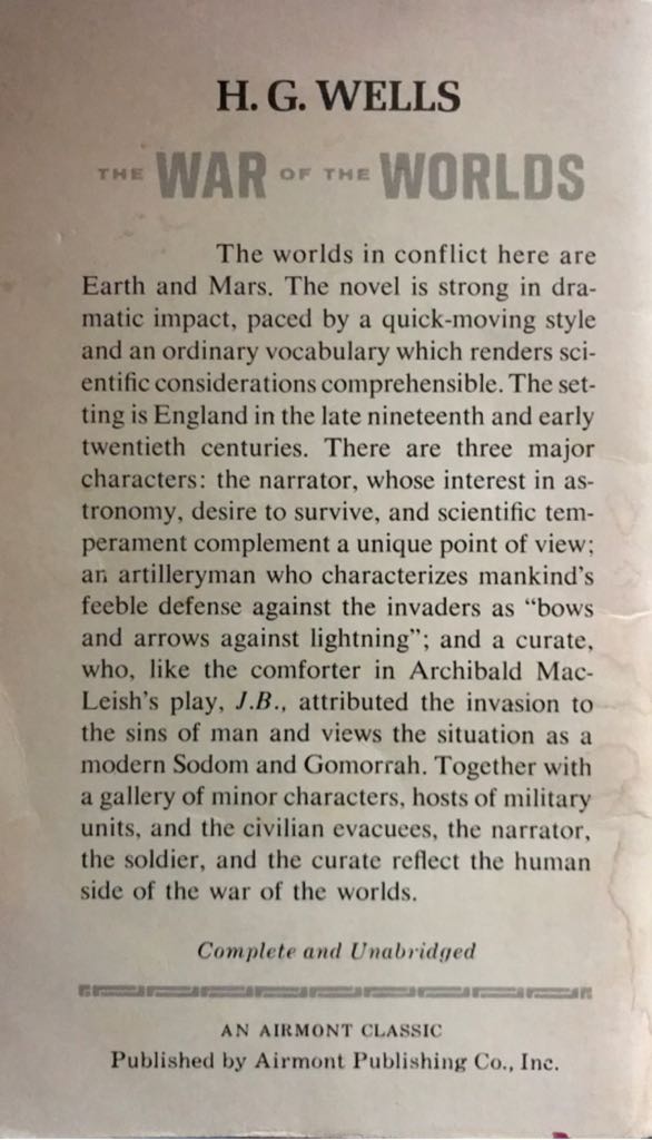 The War of the Worlds - H. G. Wells (Aerie - Kindle) book collectible [Barcode 9780938819103] - Main Image 2