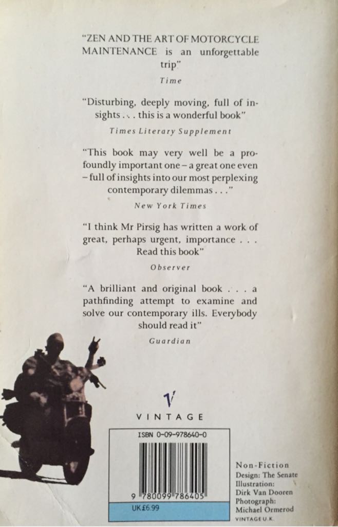 Zen and the Art of Motorcycle Maintenance - Robert M. Pirsig (Vintage Books - Paperback) book collectible [Barcode 9780099786405] - Main Image 2