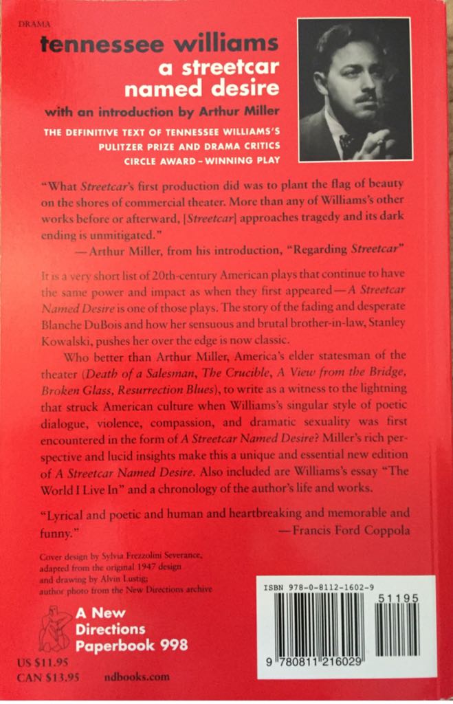 Streetcar Named Desire, A - Williams, Tennessee (New Directions Publishing - Paperback) book collectible [Barcode 9780811216029] - Main Image 2
