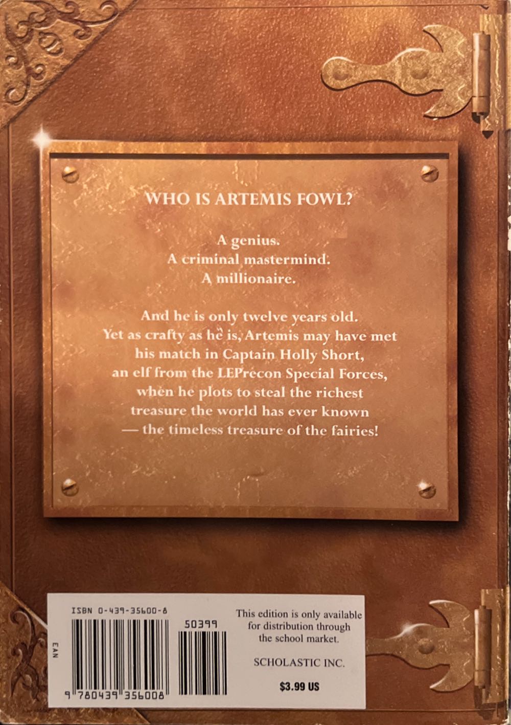 Artemis Fowl 1 - Eoin Colfer (First Scholastic - Paperback) book collectible [Barcode 9780439356008] - Main Image 2