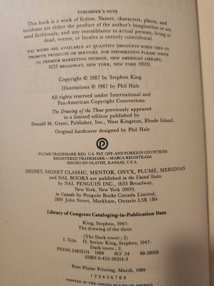 The Drawing of the Three - King, Stephen (Plume - Paperback) book collectible - Main Image 4