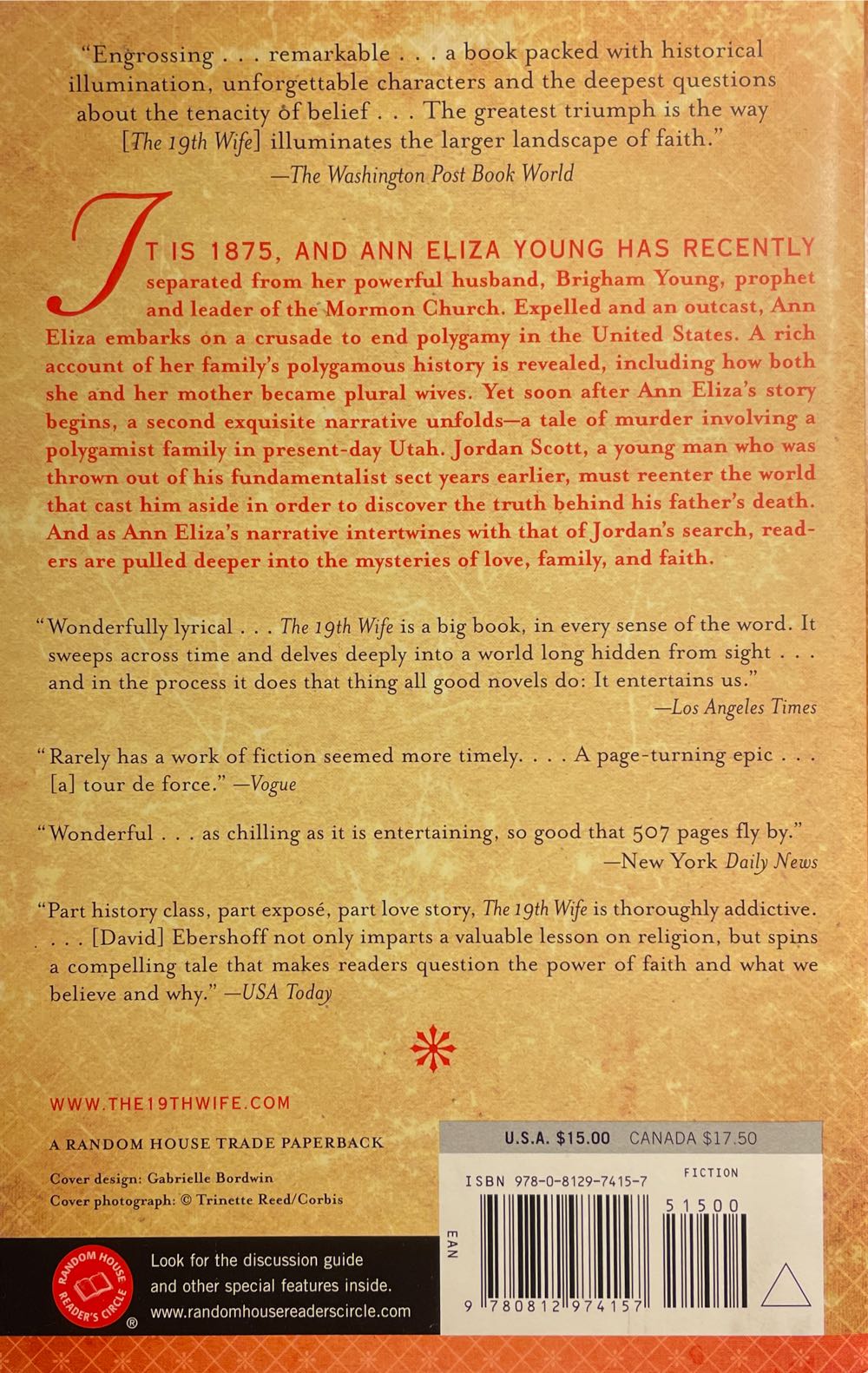 The 19th Wife - David Ebershoff (Random House - Trade Paperback) book collectible [Barcode 9780812974157] - Main Image 2