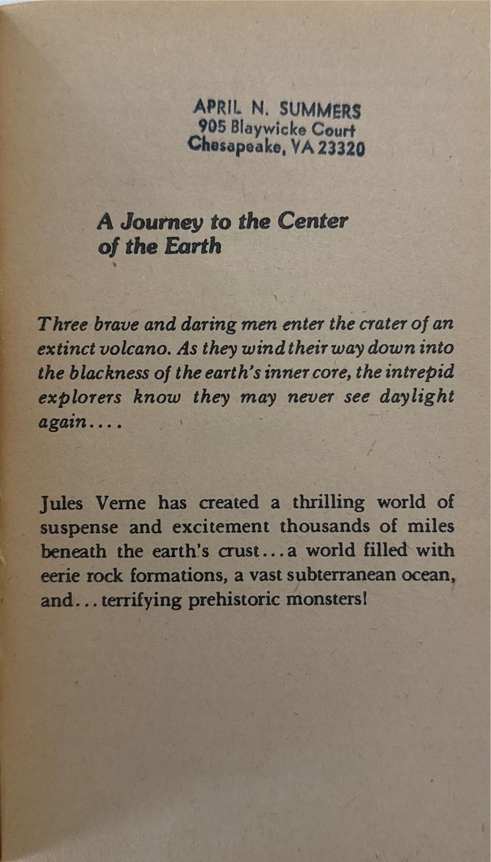 A Journey to the Center of the Earth - Jules Verne (Minister Classics - Paperback) book collectible [Barcode 9780893754174] - Main Image 3