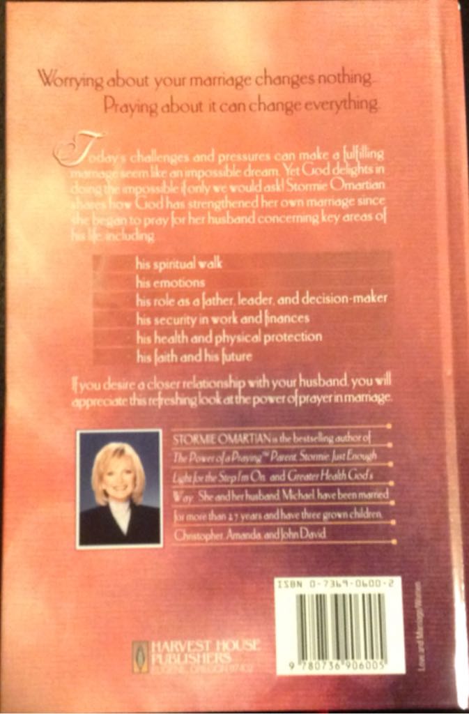 The Power Of A Praying Wife - Stormie Omartian (Harvest House Pub - Hardcover) book collectible [Barcode 9780736906005] - Main Image 2