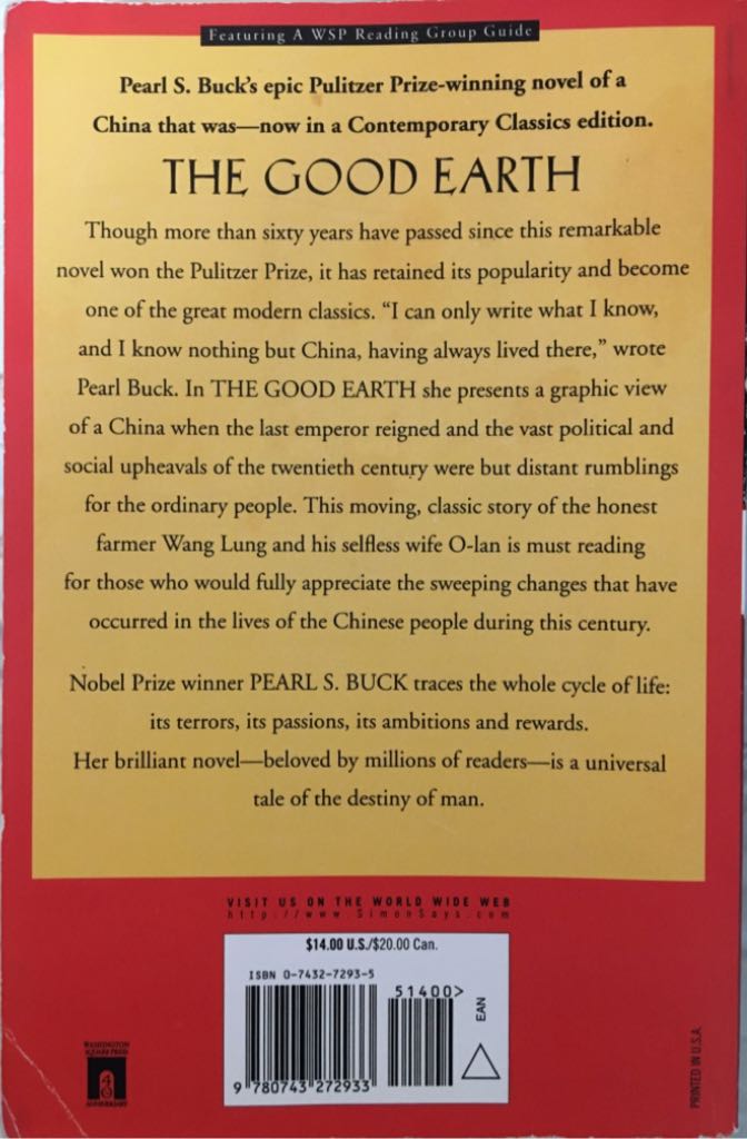 The Good Earth - Pearl S. Buck (Washington Square Press - Paperback) book collectible [Barcode 9780743272933] - Main Image 2