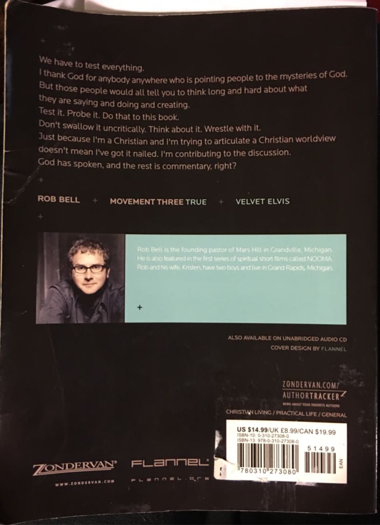 Velvet Elvis - Rob Bell (Zondervan Publishing Company - Paperback) book collectible [Barcode 9780310273080] - Main Image 2