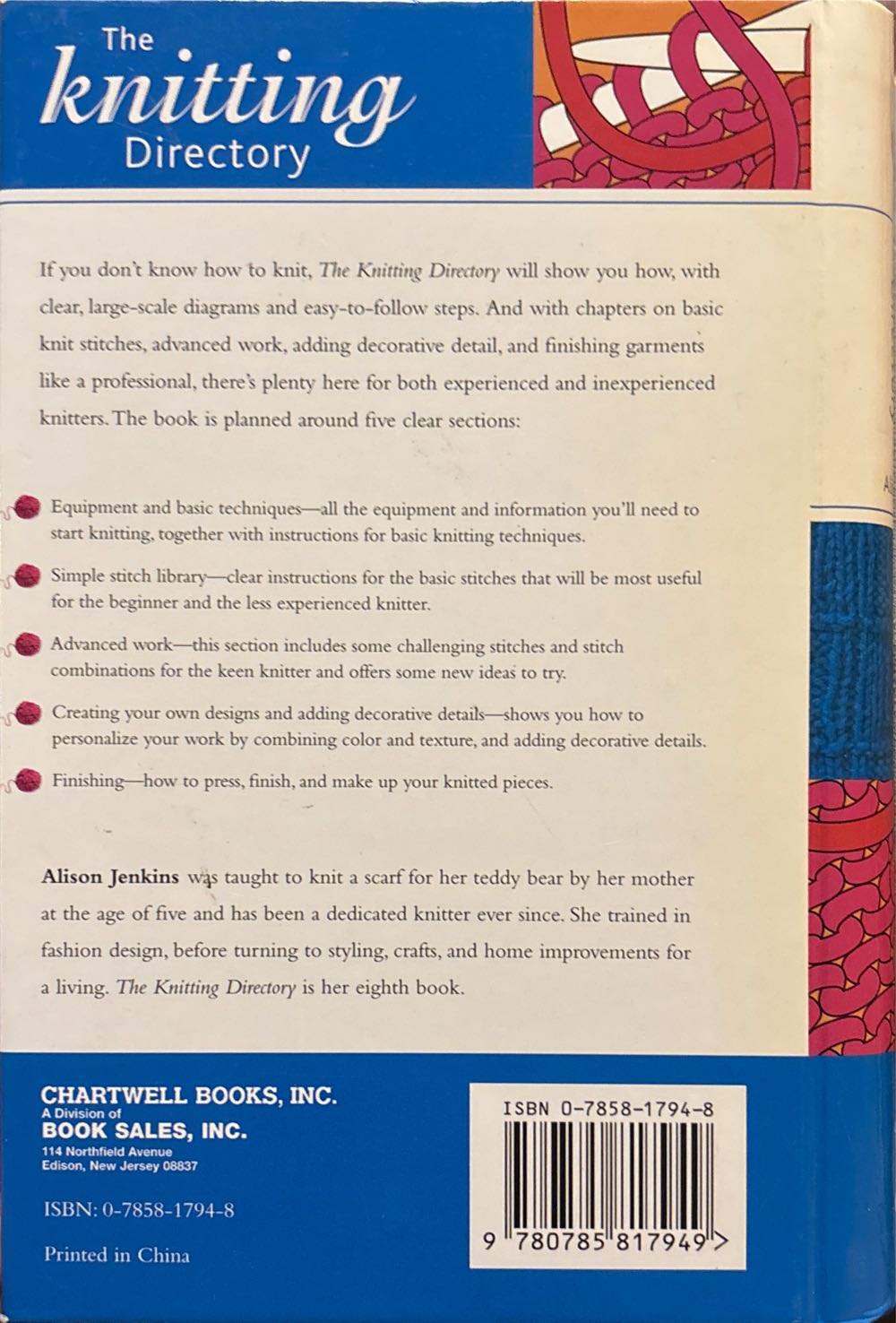 The Knitting Directory - Alison Jenkins (- Spiral Binding) book collectible [Barcode 9780785817949] - Main Image 2