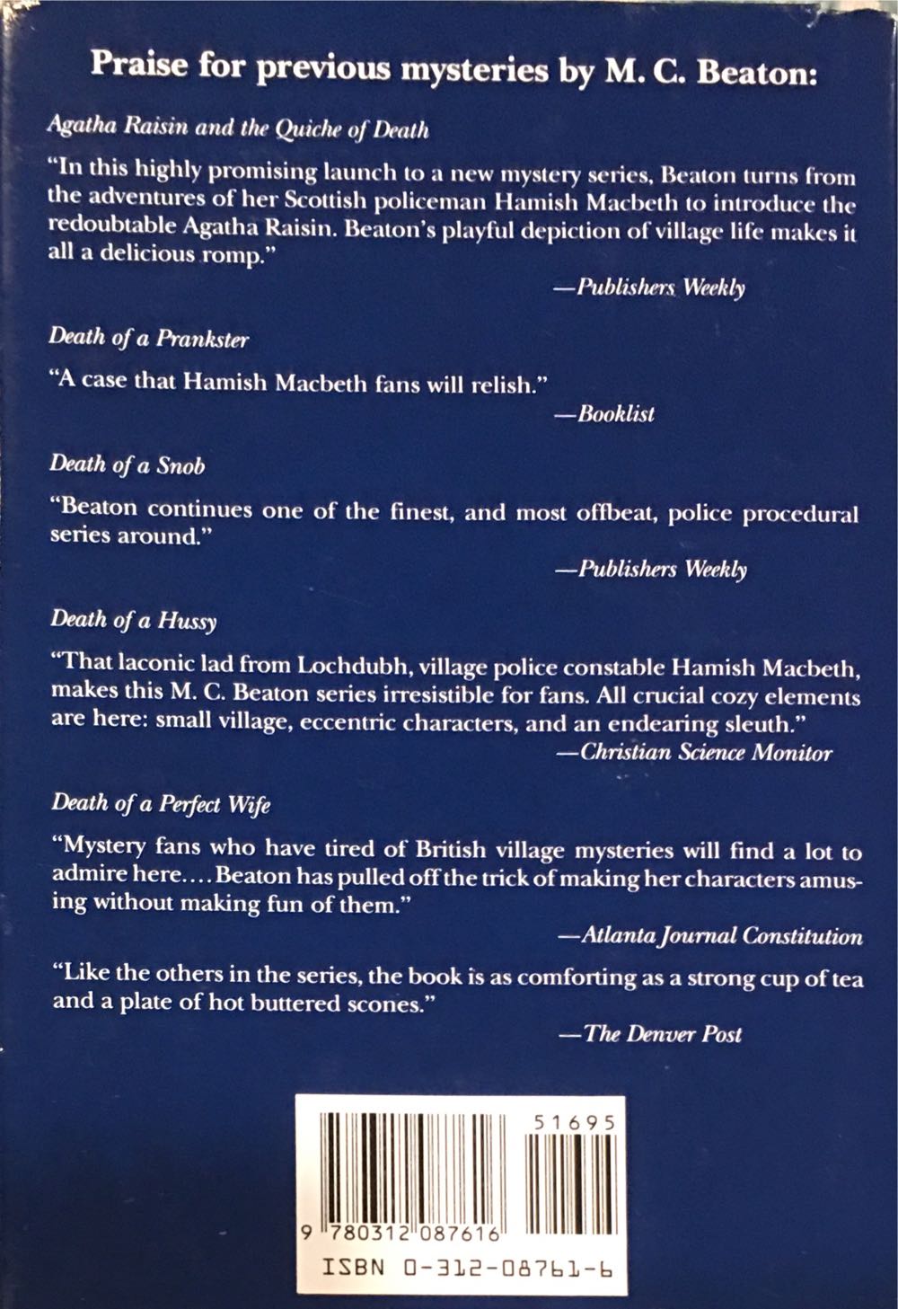 MC Beaton: HM #8 Death Of A Glutton - M. C. Beaton (St. Martin’s Press - Hardcover) book collectible [Barcode 9780312087616] - Main Image 2