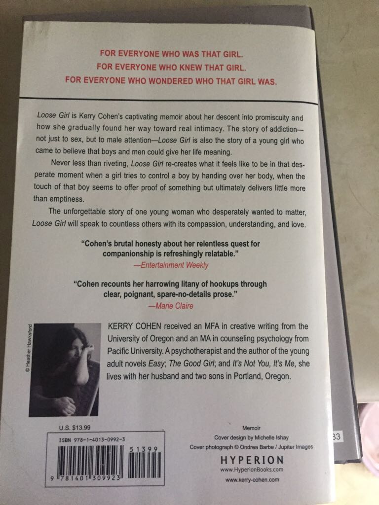 Loose Girl: A Memoir of Promiscuity - Kerry Cohen (Hyperion - Paperback) book collectible [Barcode 9781401309923] - Main Image 2