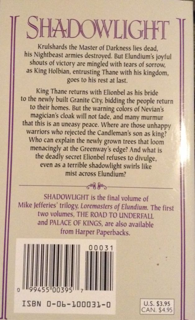 Shadowlight - Mike Jeffries (HarperCollins - Paperback) book collectible [Barcode 9780061000317] - Main Image 2