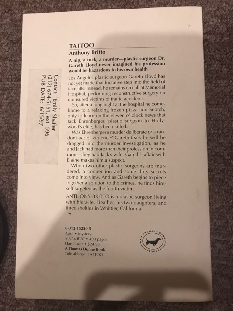 Tattoo - Anthony Britto (Trade Paperback) book collectible [Barcode 9780312152208] - Main Image 2