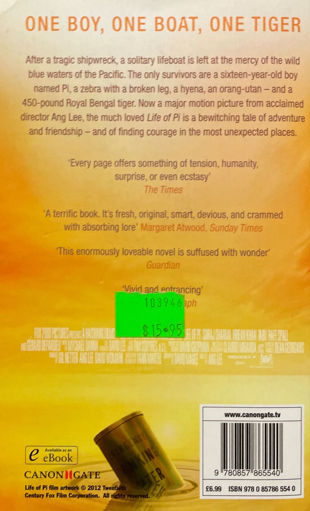 Life of Pi - Yann Martel (Canongate Books Ltd - Trade Paperback) book collectible [Barcode 9780857865540] - Main Image 2